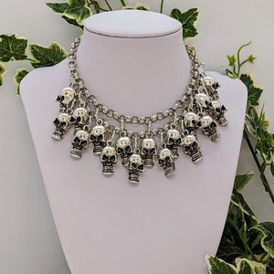 17 Skull 'Memories of the Departed'  Stunning Double Row Skull Necklace