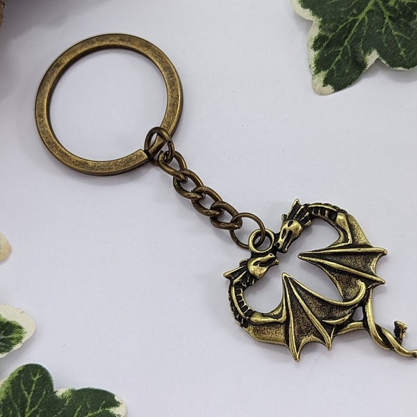 CLEARANCE Adorable Twin Dragons Soul Mates Heart Keyring