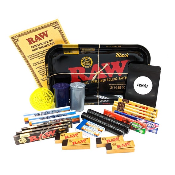 Raw Black Gold Classic Rolling Tray Set Big Bundle Kit Gift Etsy