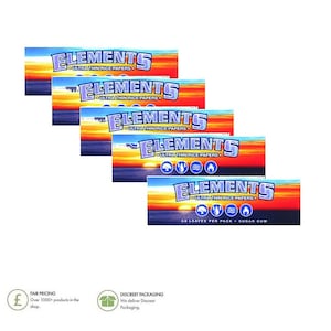5 x Elements SINGLE WIDE Rolling Papers