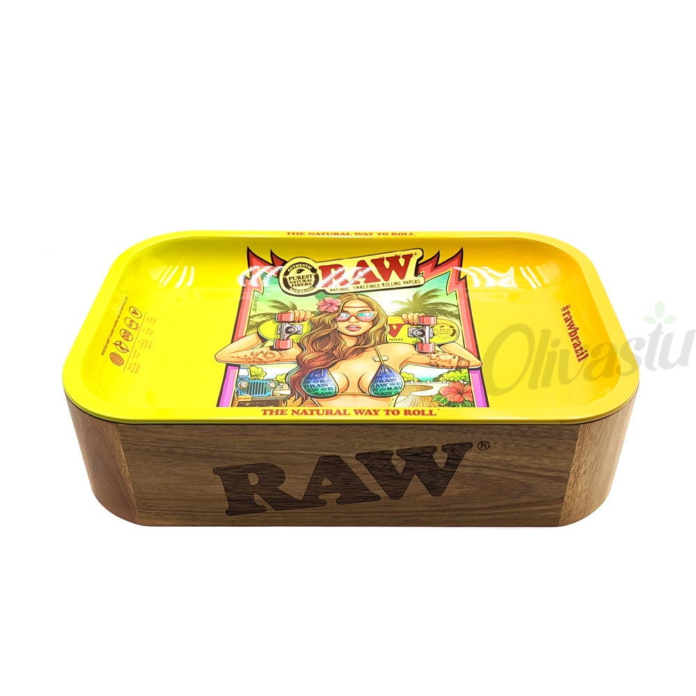 HB Raw Authentic Cache Mini Box - Wooden Stash Box with Tray (1 Count)