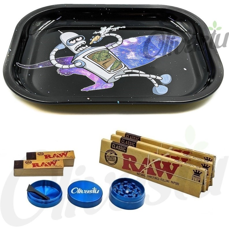 Smoke Arsenal Small Rolling Tray Kit Gift Set Raw Hemp Tips Etsy