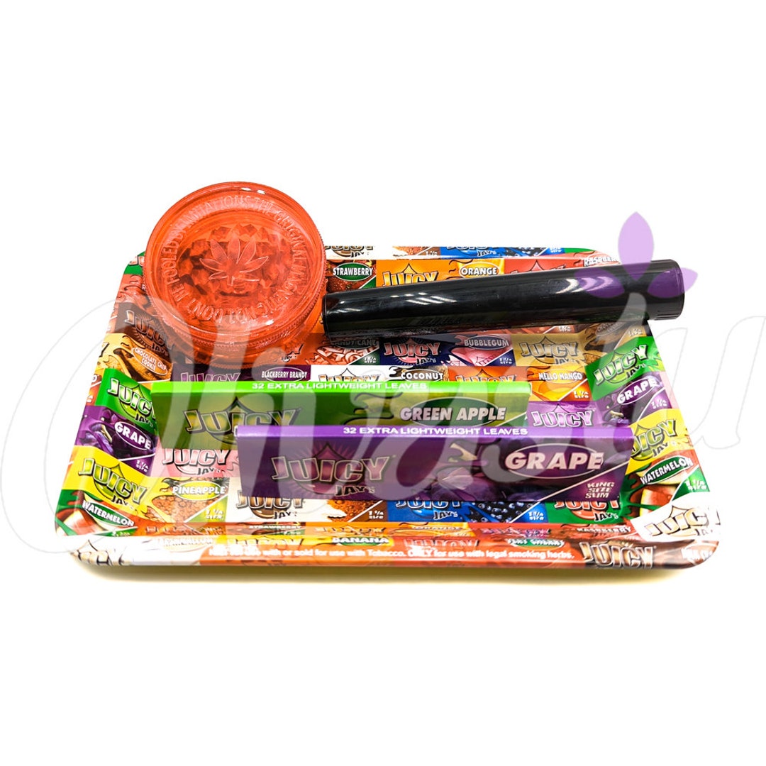 Juicy Jays Rolling Tray Gift Set Rolling Papers Grinder and Flavoured