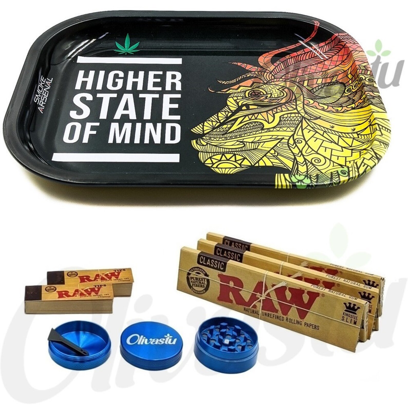 Smoke Arsenal Small Rolling Tray Kit Gift Set Raw Hemp Tips Etsy UK