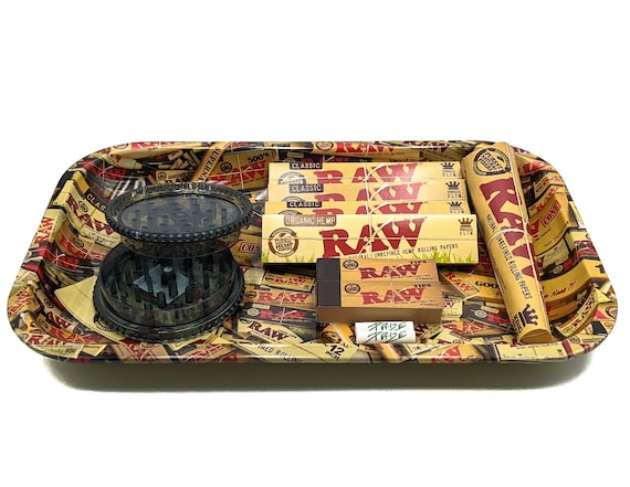 Raw Small Medium Rolling Tray Kit Gift Set Raw Classic Organic Tips Grinder  Set 6 -  Denmark