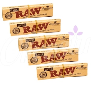5 x RAW CONNOISSEUR King Size Slim Rolling Paper with Tips