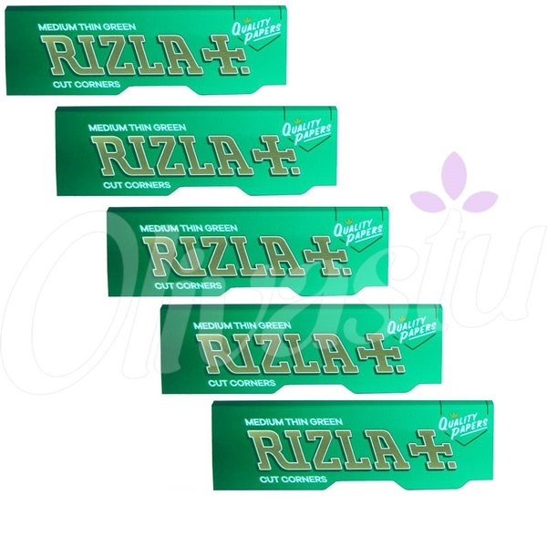 5 x Rizla GREEN Regular Size Rolling Papers Cut Corners Original