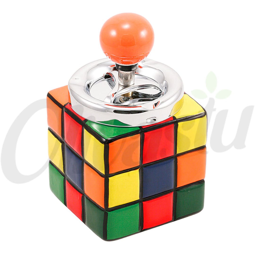 Rubiks Cube Ceramic Push Down Ashtray Etsy