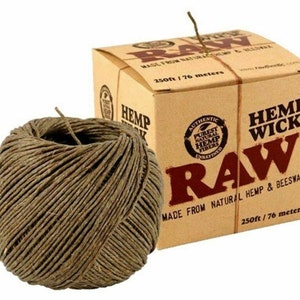 RAW Hemp Wick- Natural Unbleached Hemp & Beeswax Hempwick Roll  10ft / 3 Meters (Pack of 3 Premium 10 Foot Wicks) : Health & Household