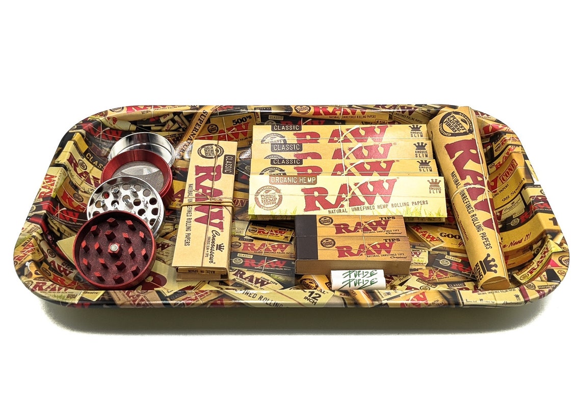 Raw Small Medium Rolling Tray Kit Gift Set Raw Classic Organic Etsy