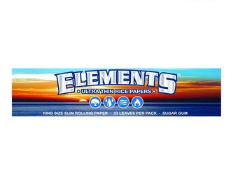 5 x Elements King Size Slim Cartine per fumatori di sigarette Cartine premium originali