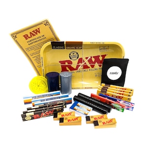 Raw Classic Rolling Tray Set - Big Bundle Kit Gift Smokers Set