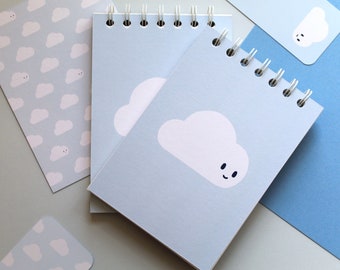 Cute cloud watercolour sketch book- Blue sketch book- Multi media sketch book- Cloud stationery.