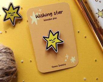 Wishing star wooden pin~ small pin~ wooden accessories~ star pin.