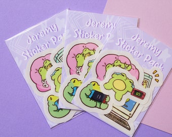 Tiny gamer sticker pack~ Jeremy the frog~ Planner sticker~ transparent sticker~ waterproof sticker~ conni snacks~ cute stationery