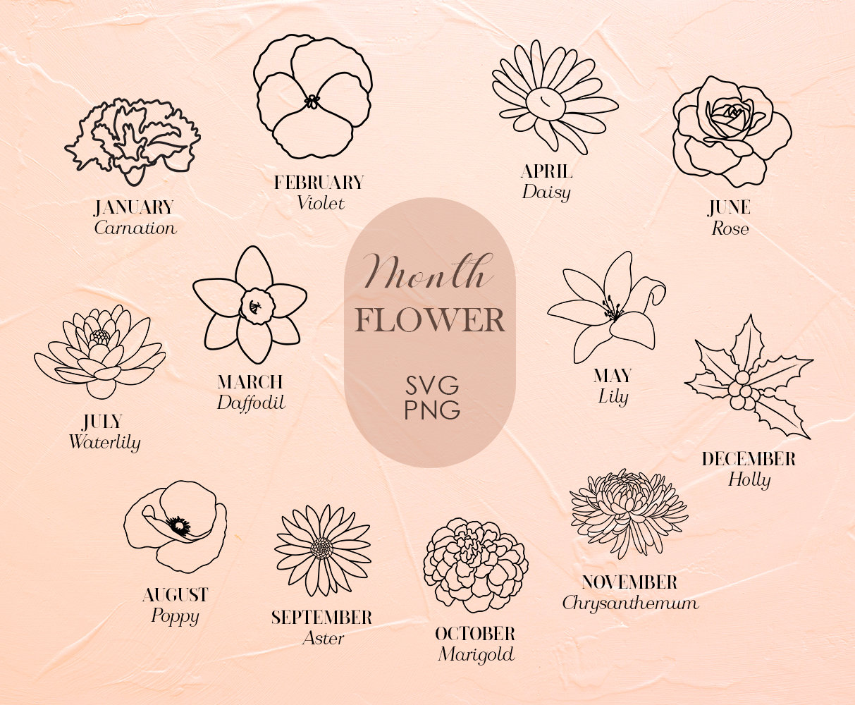 August birth flower svg birth month flower svg floral svg etsy my xxx