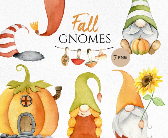 Download Watercolor fall gnome clipart Thanksgiving gnome planner ...