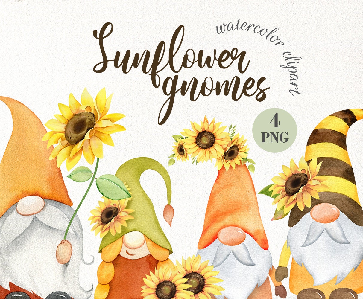 Sunflower gnome png fall gnomes clipart and girl gnome png  etsy