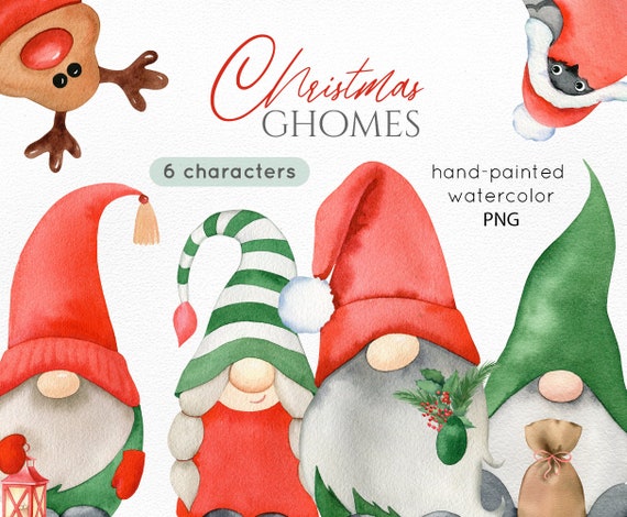 Download Watercolor Christmas Gnomes Clipart Png Nordic Gnome And Etsy