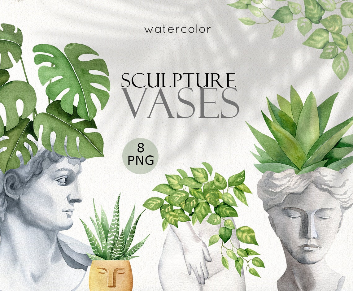 House plants clip art Modern decor vase clipart Potted | Etsy