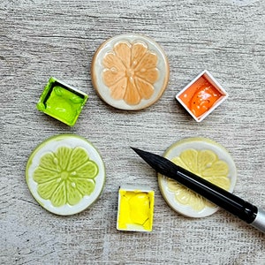 Citrus Brush Rest - Lemon - Orange - Lime Chopstick Holder - Calligraphy Rest - Pen Holder  - Gift for Artist - Watercolor Brush Rest