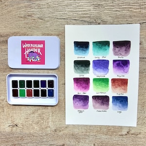 12 粒状水彩絵の具セット - 惑星系にインスパイアされた - Mairtini