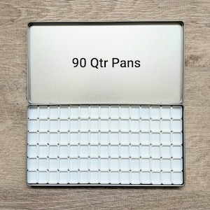 Large Watercolor Palette Tin Box 90 Qtr Pans, 78 Half Pans or 42 Fulls and 4 Half Pans