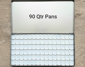 Large Watercolor Palette Tin Box 90 Qtr Pans, 78 Half Pans or 42 Fulls and 4 Half Pans