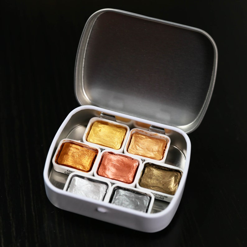 Gold and Silver Metallic Handpoured Watercolor Paint Set Etsy