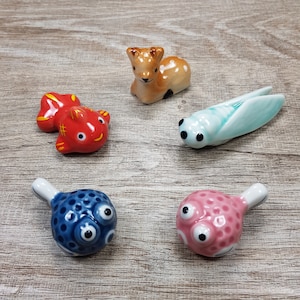 Kawaii Animal porte-pinceau baguettes japonaises en porcelaine, calligraphie, cerf, poisson-globe, poisson rouge, grillon