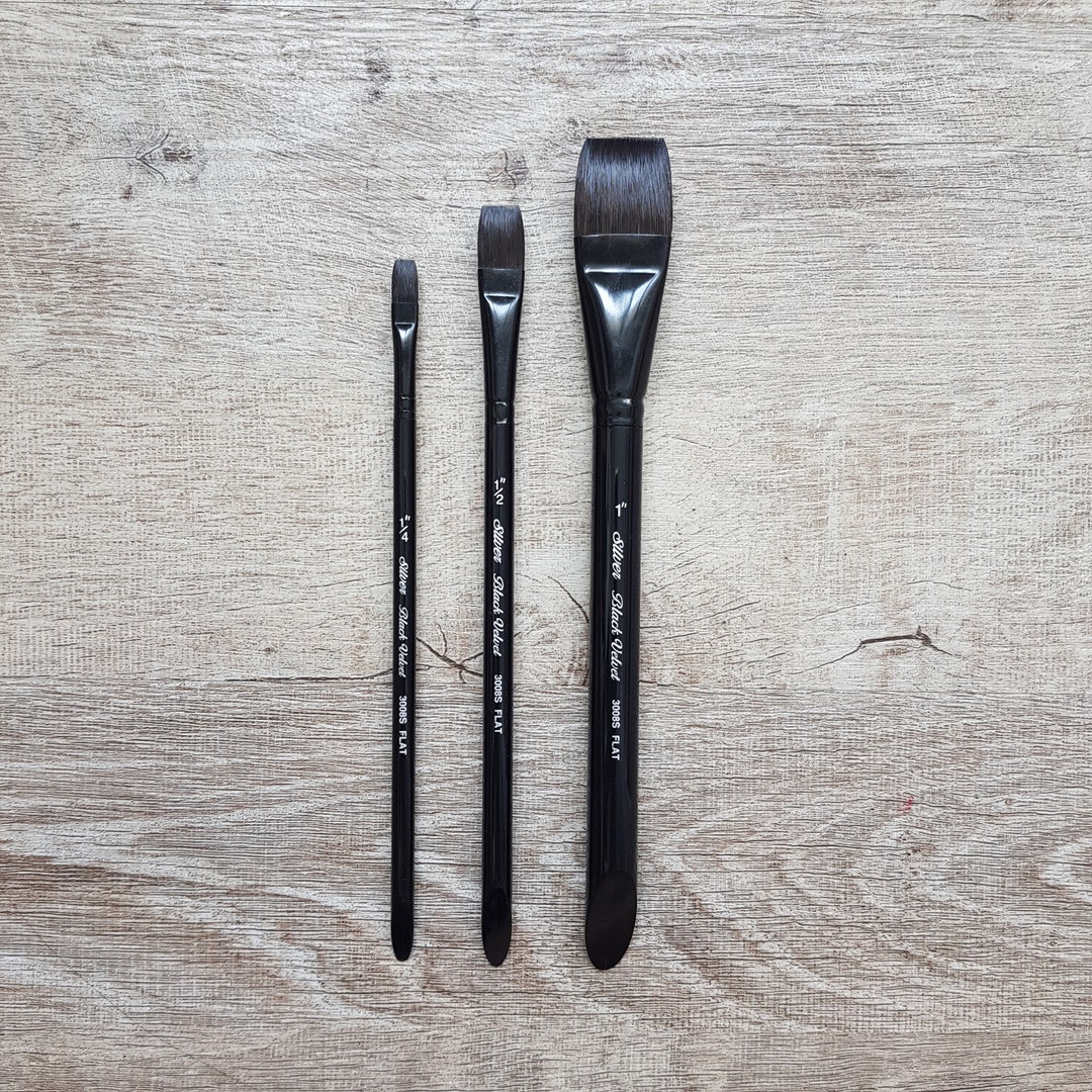 Black Velvet Silver Brush Flat 3008S Watercolor Brush Etsy UK