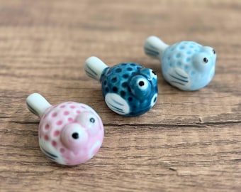 Kawaii Puffer Fish Fugu Ätpinnar Hållare Borststöd Japanskt Porslin