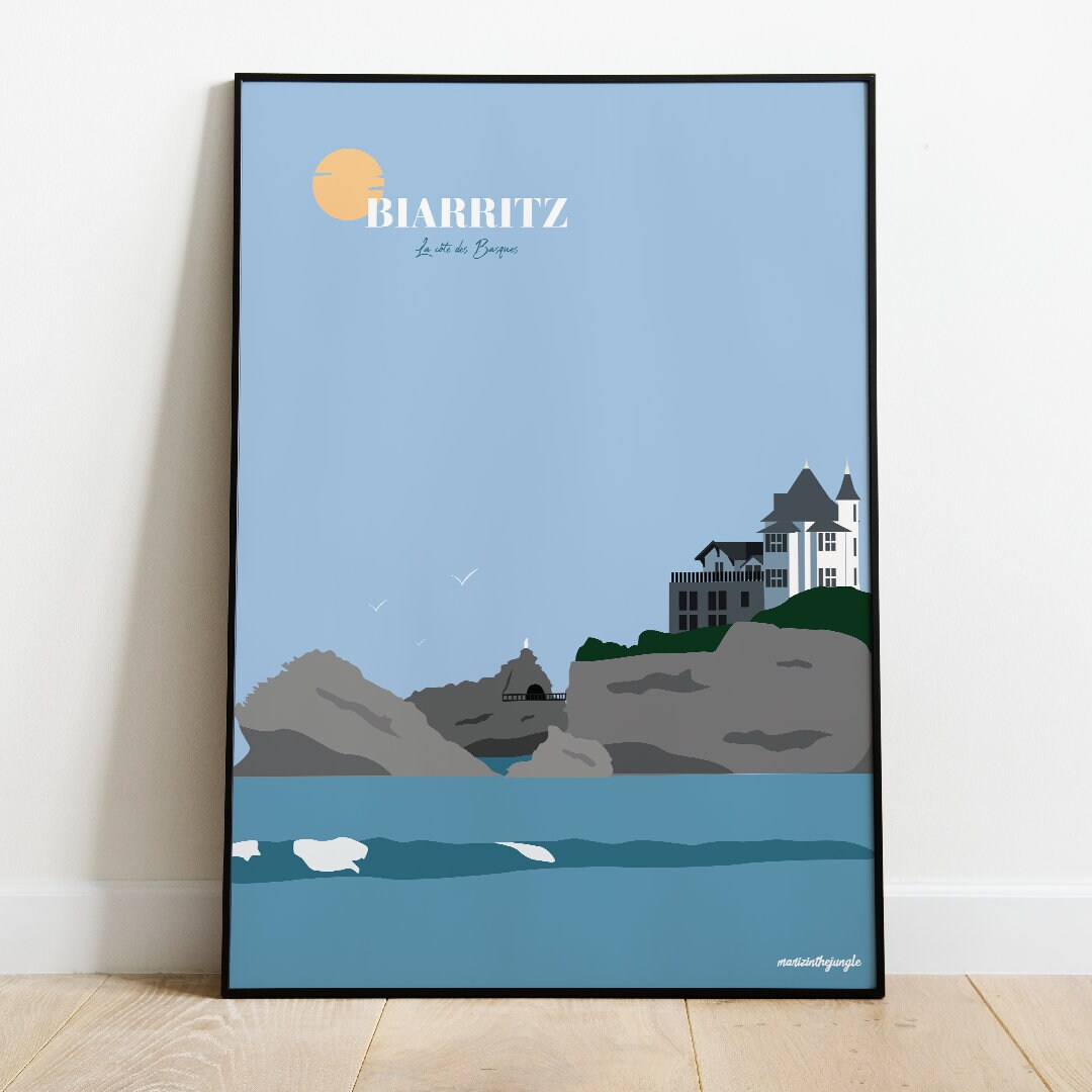 Illustration Spot Surf Biarritz - Tableau toile imprimée Declina