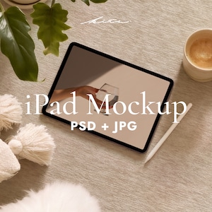 iPad Mockup | Boho Styled | iPad Pro Mobile Tablet Device Screen Mockup | With Apple Pencil | Branding Website SNS Scene Mockup