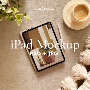 iPad Mockup | Boho Styled | iPad Pro Mobile Tablet Device Screen Mockup | With Apple Pencil | Branding Website SNS Scene Mockup