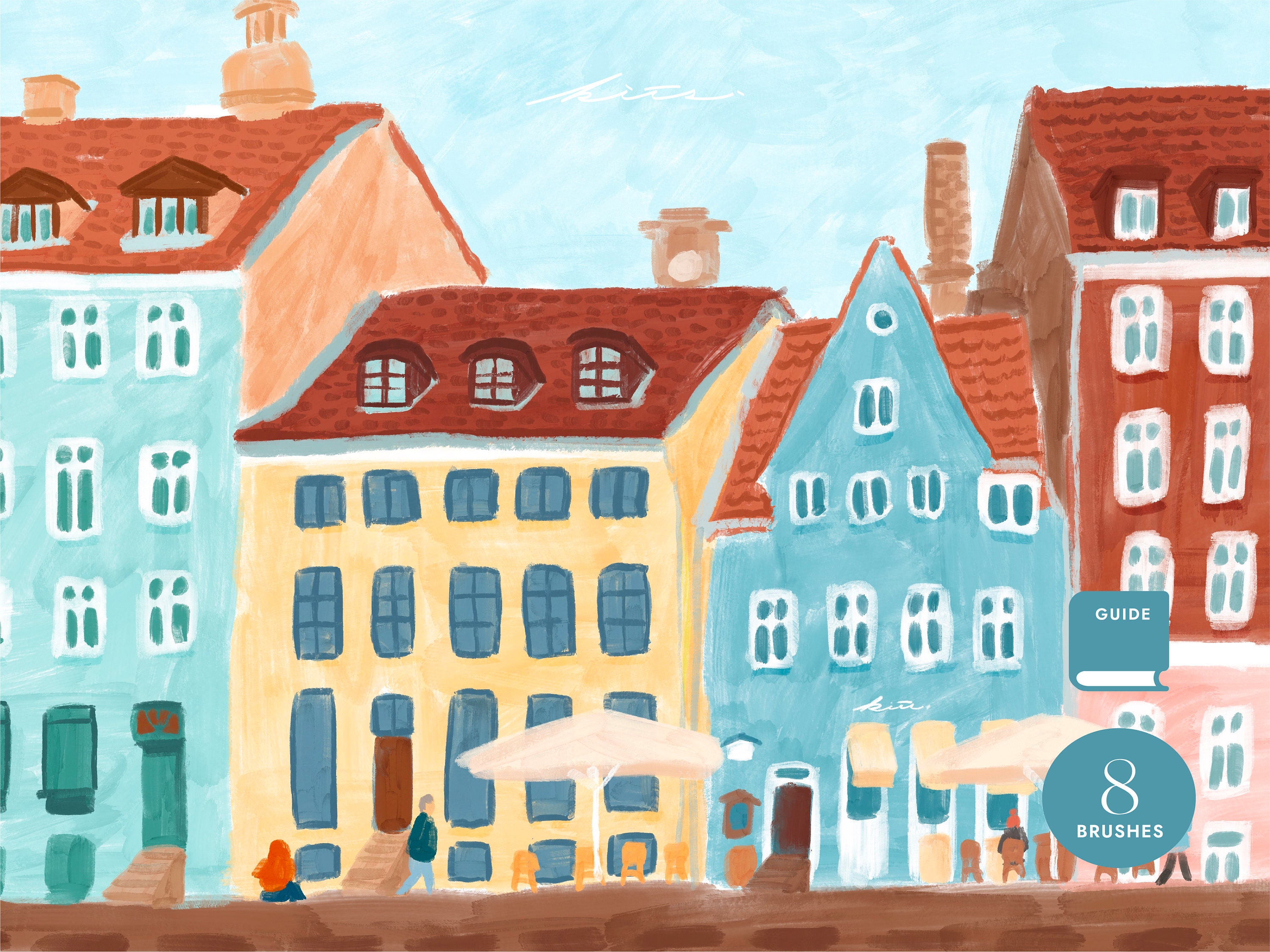 Kit de pinceles de gouache realista para Procreate en iPad – 8 pinceles de Procreate hechos a mano