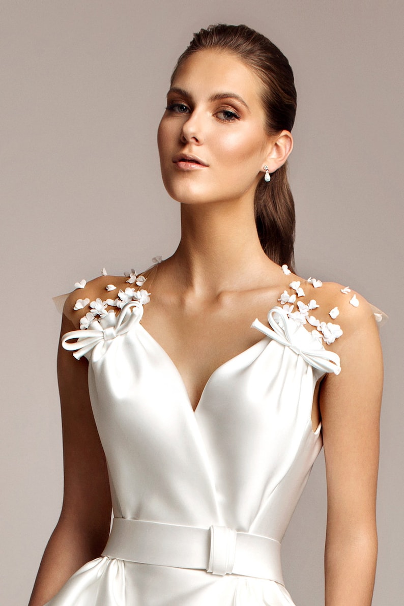 Modern Wedding Dress Mikado Italian silk Long dress with | Etsy
