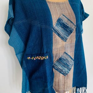 Handwoven Indigo Kimono Jacket - Organic Cotton Thai Robe
