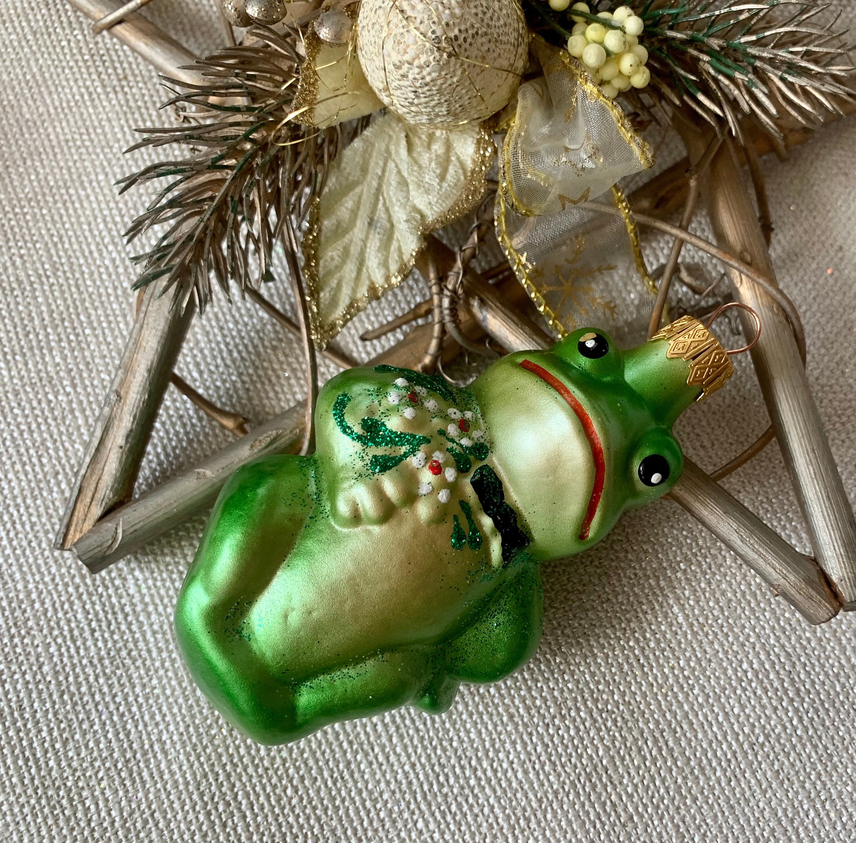Frog Christmas Glass Ornaments Blown Hand Painted Glass Etsy UK