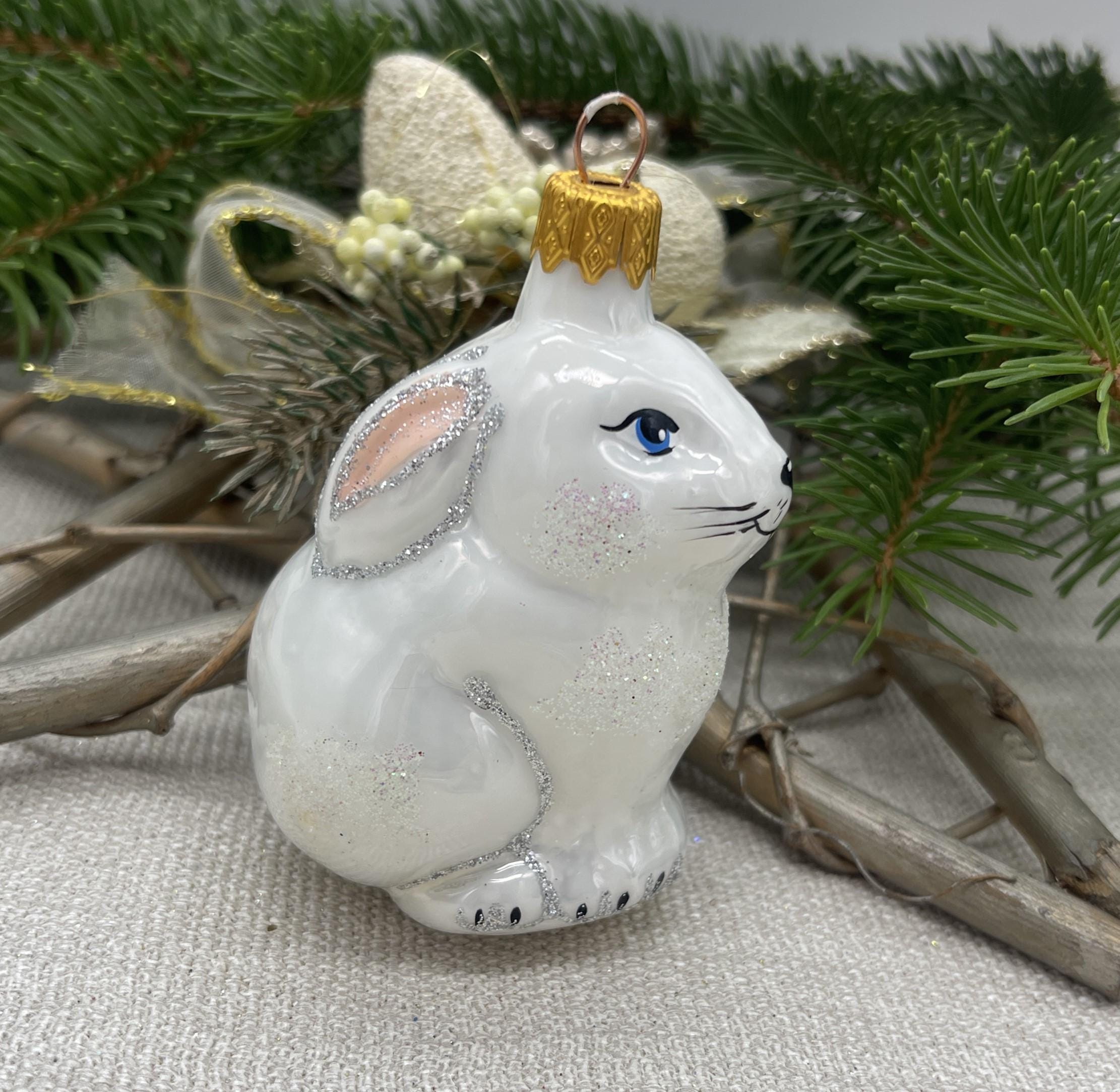 ガラスオーナメント　うさぎさん　クリップタイプ ガラスオーナメント うさぎさん クリップタイプ