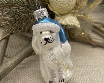 リースの願い：手描きのガラスの子犬とプレゼントの飾り - Etsy 日本