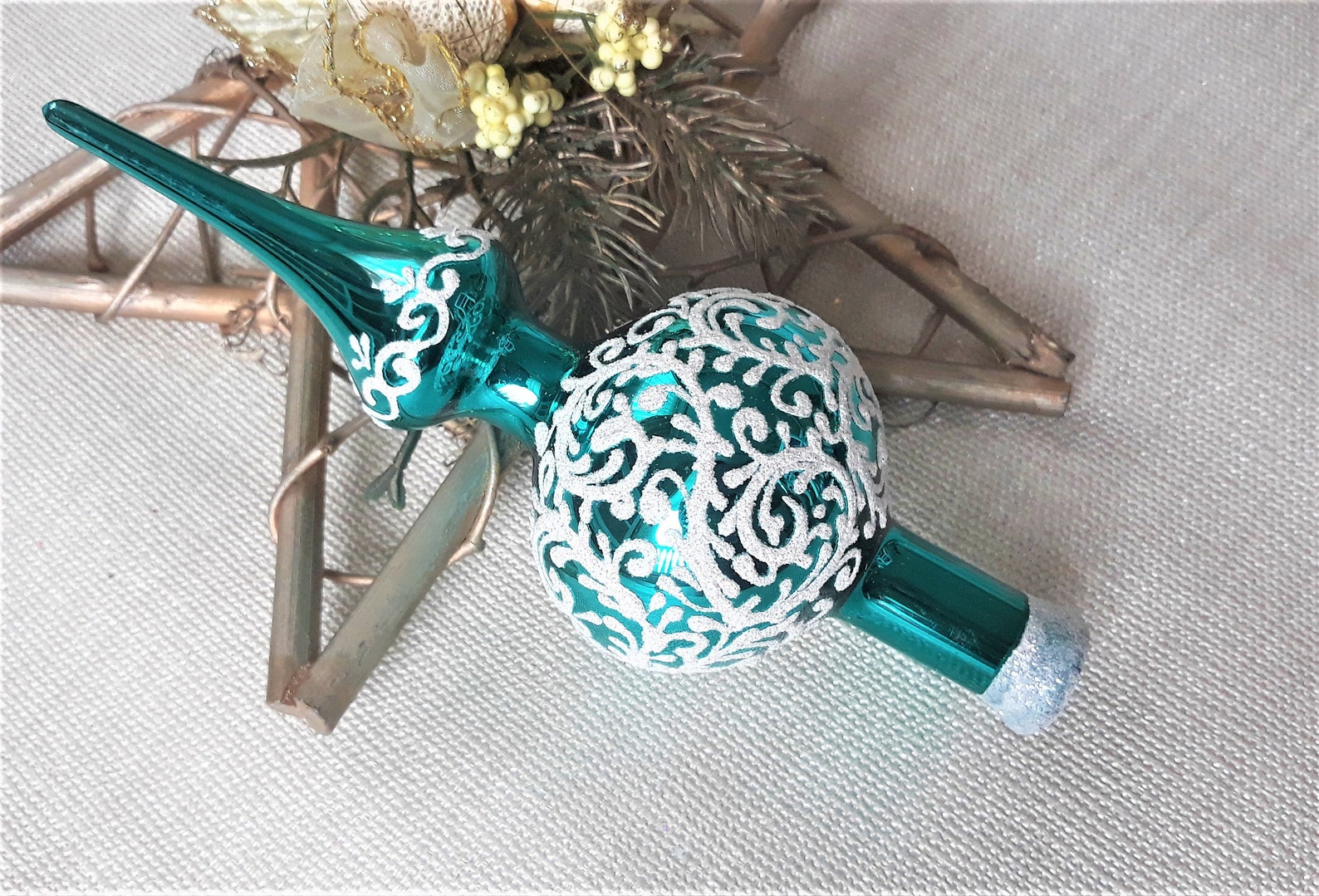 Small Christmas glass tree topper 8 inchvintage tree topper Etsy