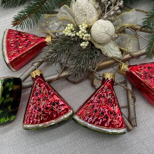 スイカコレクションのクリスマスオーナメント5個セット、フルーツオーナメント、ビーガンクリスマス、クリスマスオーナメント2024、クリスマスデコレーション
