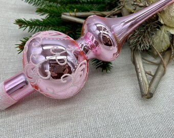 光沢のあるブライトピンクのクリスマスツリートップマーキュリーガラス