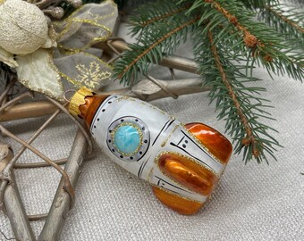 宇宙ロケットのクリスマスガラスオーナメント、家族のクリスマス