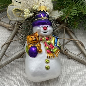 Snowman Christmas glass ornament, family christmas ornament, friend christmas gift, new home christmas ornament 2025 - Festive Holiday Decor