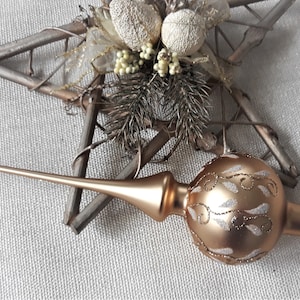 Christmas glass tree topper 9 inch,vintage tree topper Christmas,Glass Finial Xmas Tree top, Festive Spire Ornament, Tree decor