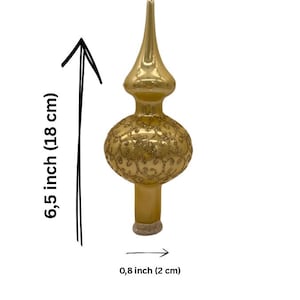 Handmade Tree Topper – Vintage-Style Glass Ornament – 6.5&quot; Christmas Finial – Gold Glass Tree Decoration