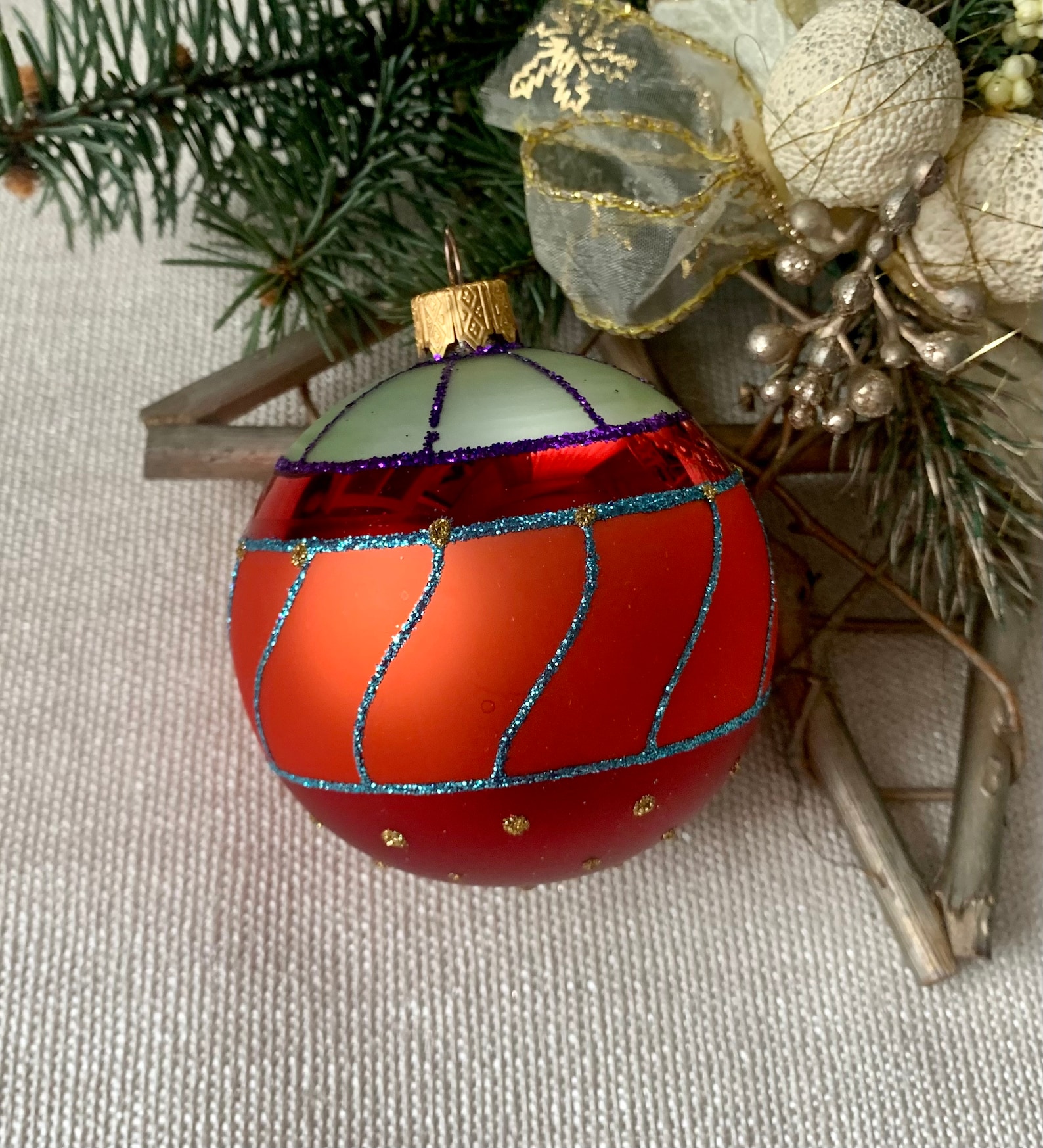 Christmas Glass Ball Ornament Hand Painted Christmas Glass - Etsy