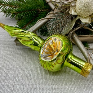Unique christmas gift green Christmas glass tree topper mercury Glass Finial Tree top Festive Spire Ornament vintage christmas tree toppers
